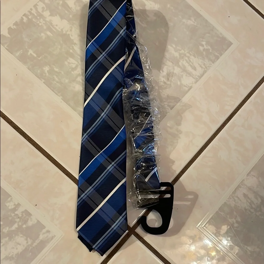 Blue and Black Striped Necktie with Silky Texture